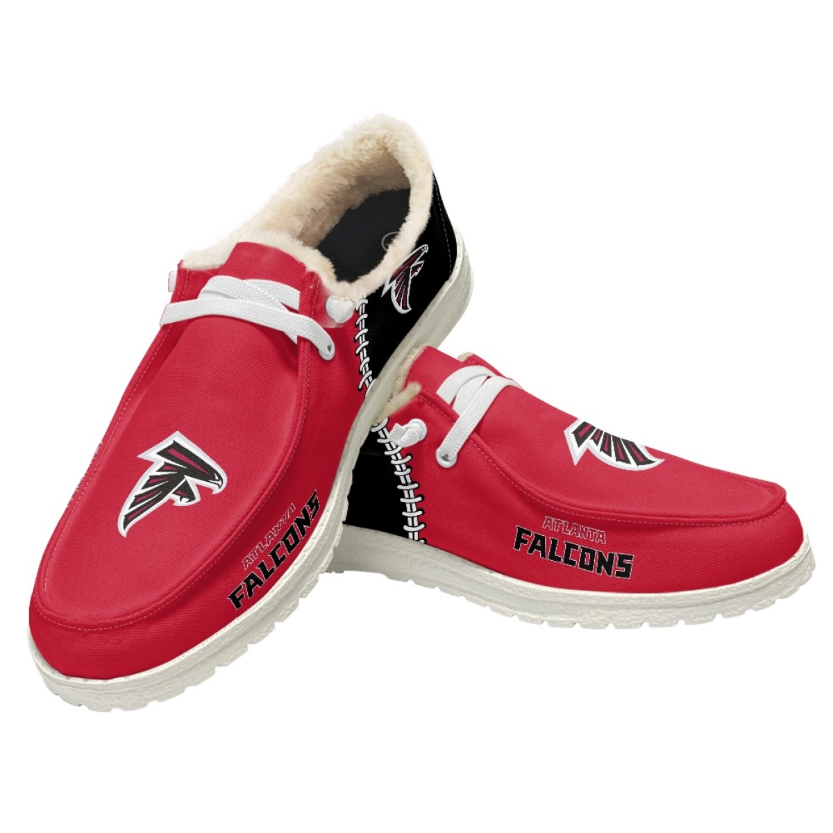 Women's Atlanta Falcons Loafers Lace Up Fuzzy Lined Shoes 002 (Pls check description for details)
